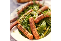Image Sausages with vegetables.